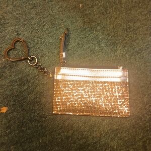 Victoria's Secret Sparkling Gold Card Holder with Heart Keychain